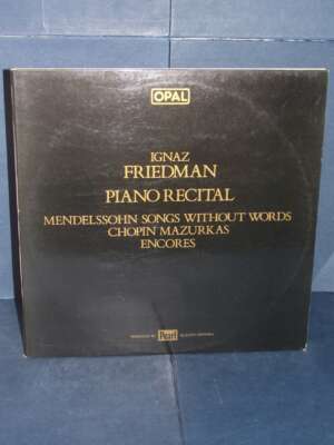 2 LP Mono – Friedman, Mendelssohn, Chopin – Piano Recital: Songs Without Words – Opal 802/3 – UK 1982 - LP - Classica e liri…
